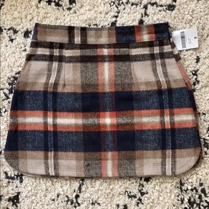 Flannel navy and taupe mini skirt